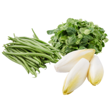 Haricots verts zak à 250 gram, 
spinazie zak à 450 gram 
of witlof zak à 500 gram